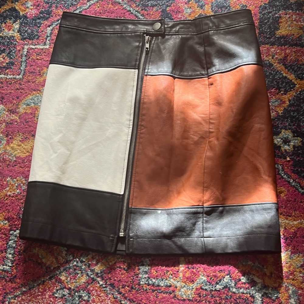 INC Leather Mod Inspired Zip Up Mini Skirt